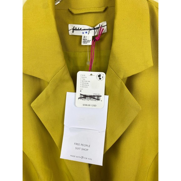 NWT FREE PEOPLE Sz 6 GABBIE VEST SUIT SET 4 PIECE VEST & TROUSER SET IN mustard - Picture 8 of 14